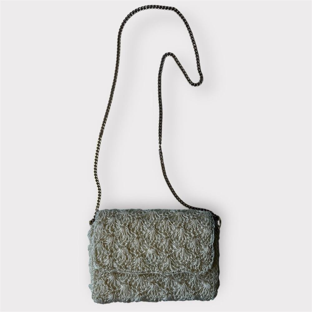 Vtg Ivory Chain Purse Shoulder Clutch Handbag 50s 60s made in Japan